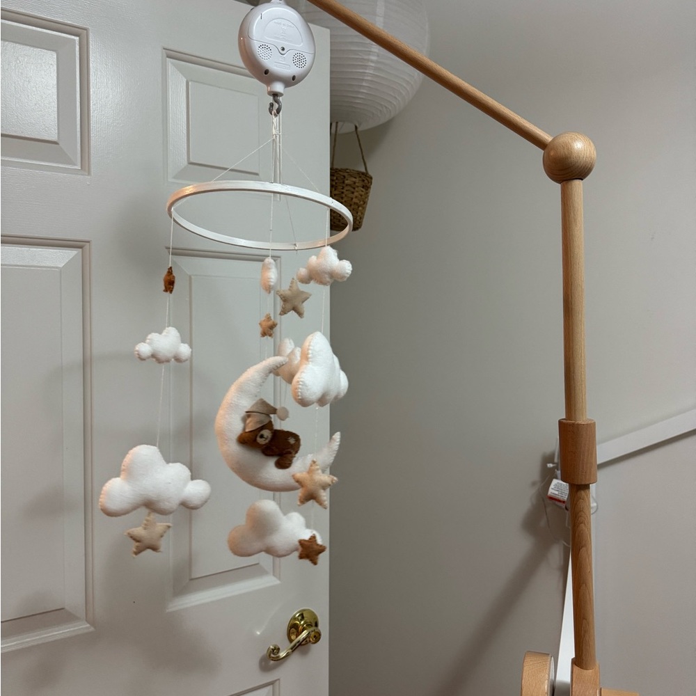White and Brown Baby Mobile
